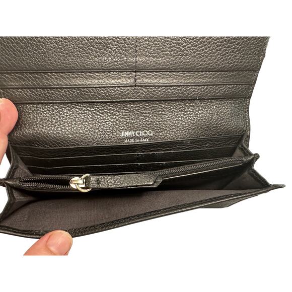 Jimmy Choo Star Studded Nino Long Wallet Black Leather - Picture 5 of 15